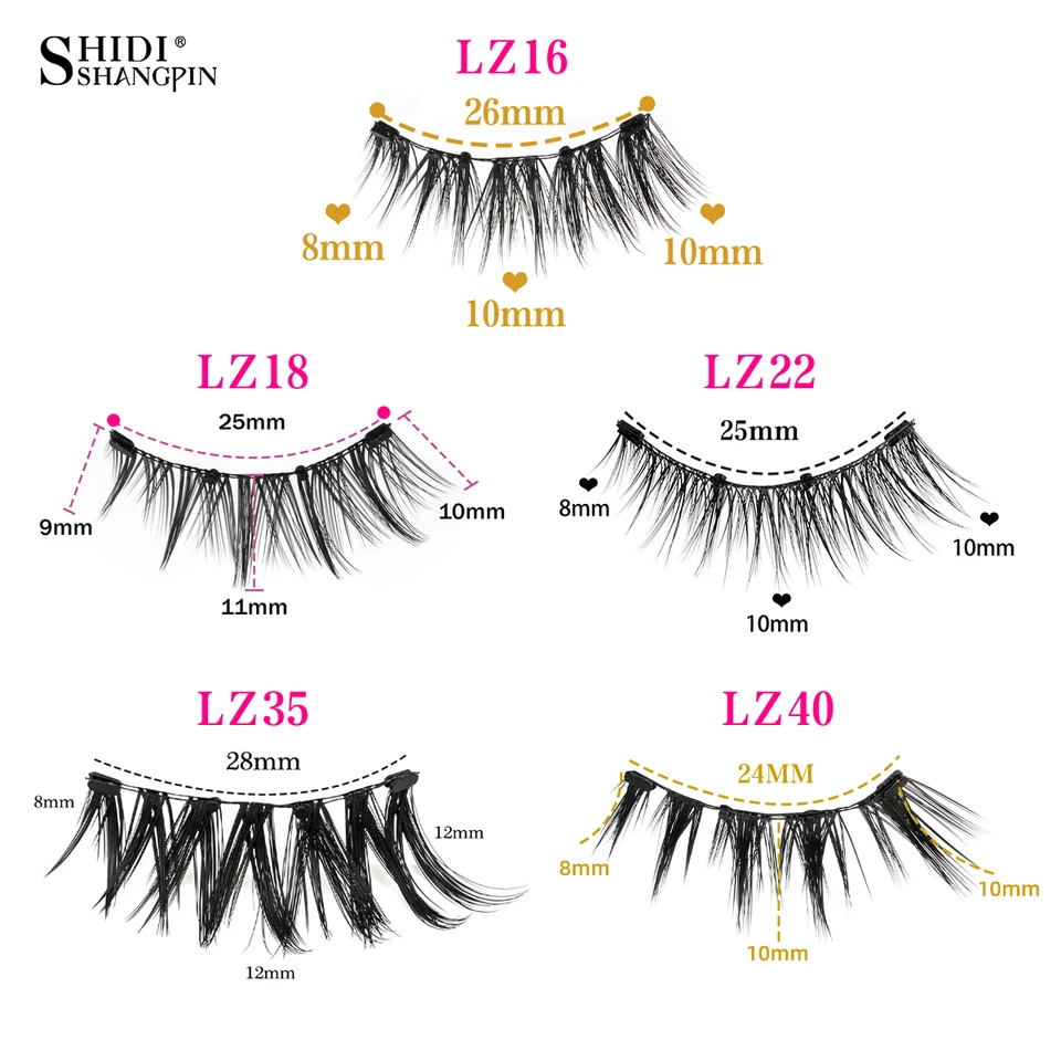 Kit de Pestañas Magnéticas Reutilizables con Pinzas Magnéticas Herramienta Maquillaje Hechas a Mano Esponjosas Faux Mink Naturales Largas Postizas 6
