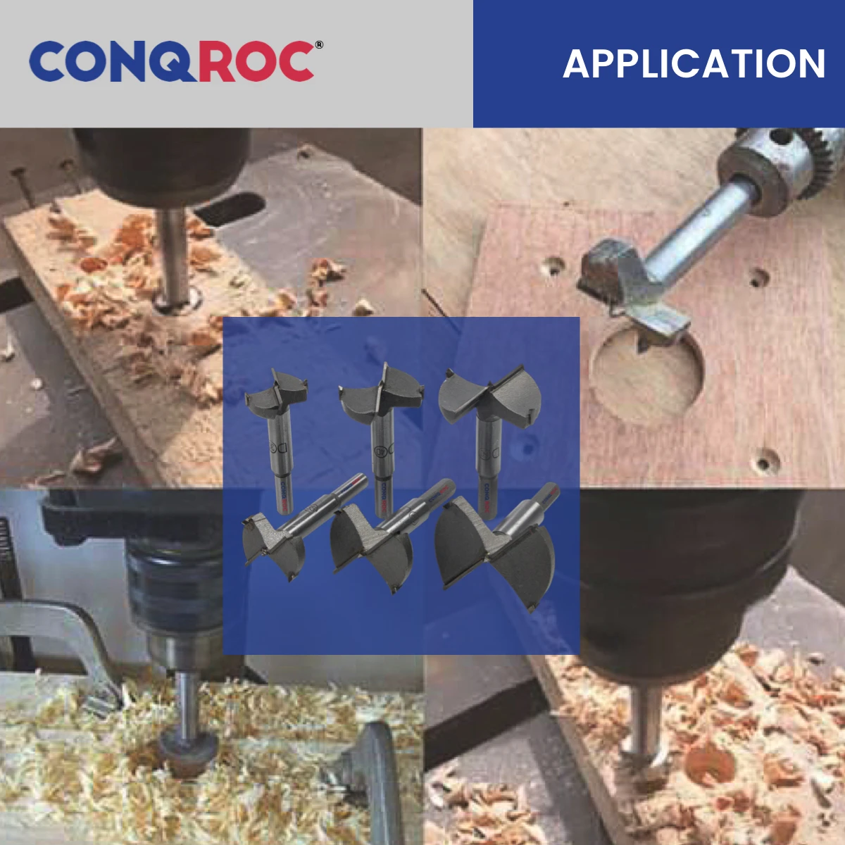 Os bocados de broca de forstner ajustaram os abridores de furo do woodworking do aço do carboneto 6-piece diâmetro-30 & 35 & 40 & 45 & 50 & 60mm