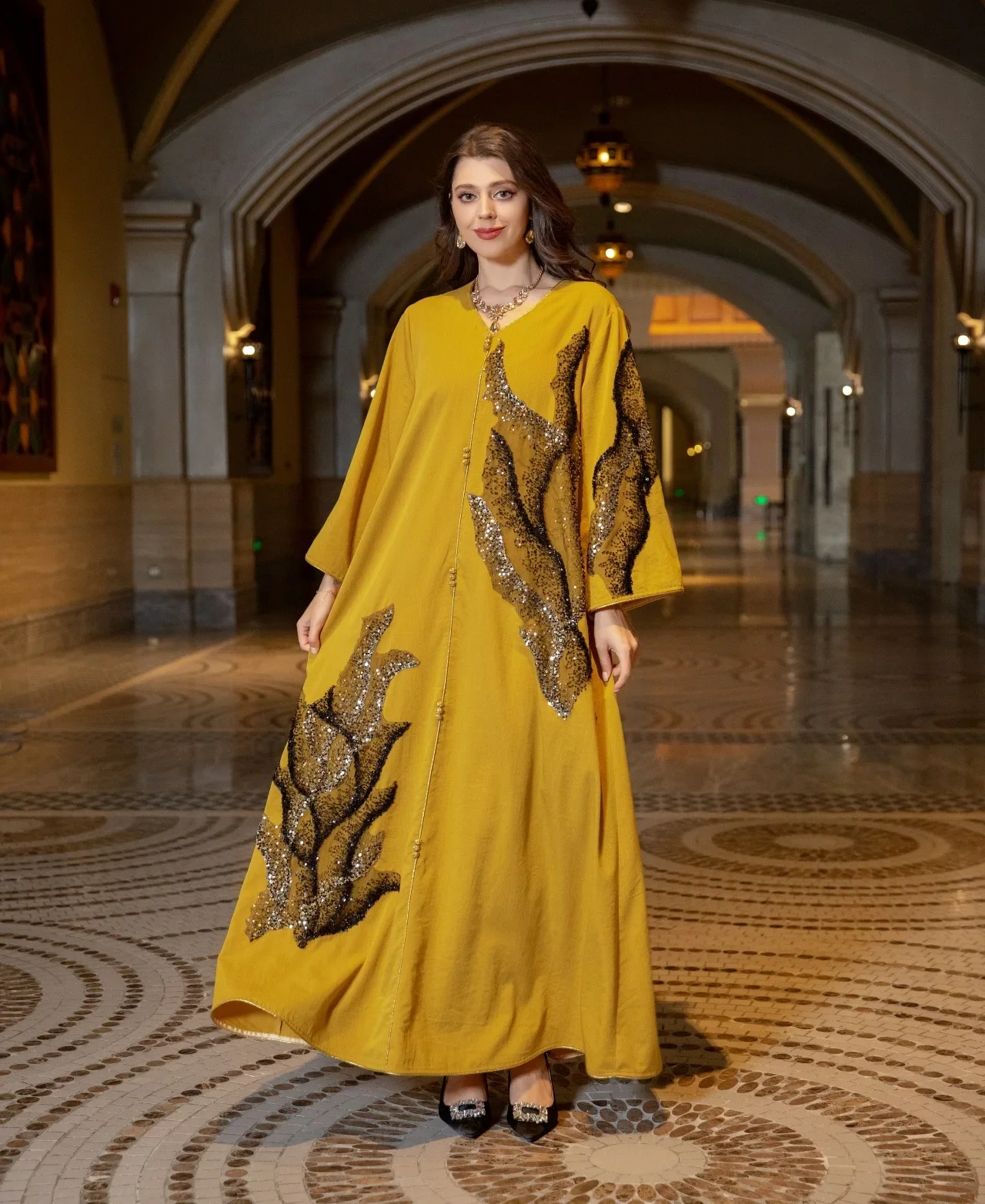 Robe Maxi Brodée à Paillettes pour Femmes Musulmanes, Abayas du Ramadan, Turquie, Arabe, Kaftan, Islam, Dubaï, Jalabiya, Caftan Marocain, Quelle que soit