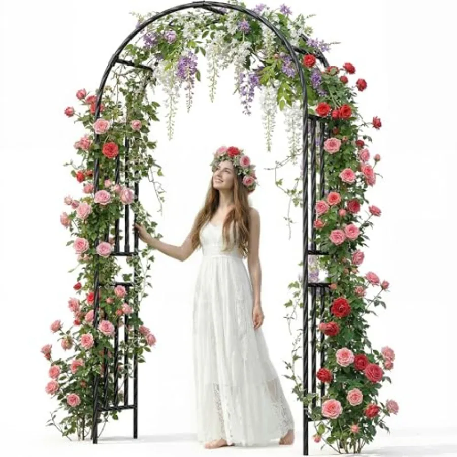 

Garden Arbor - 7.9x3.9ft PE+Metal Garden Arch Trellis for Climbing Plants, Wide Sturdy Garden Arch, Ideal for Vines, Weddings,