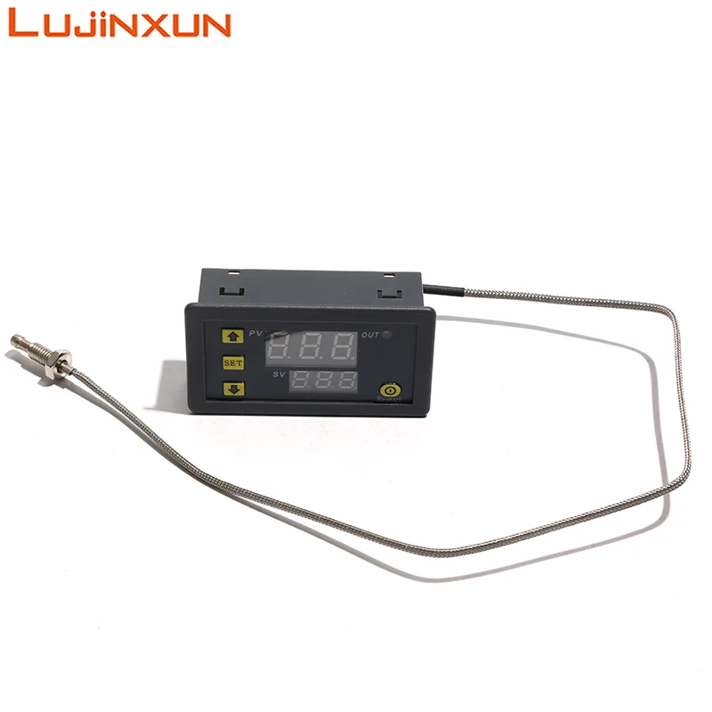 LUJINXUN 220V 24V 12V Thermostat Digital Temperature Controller Heating Cooling Switch -60~500 Degree K-type M6 Thermocouple