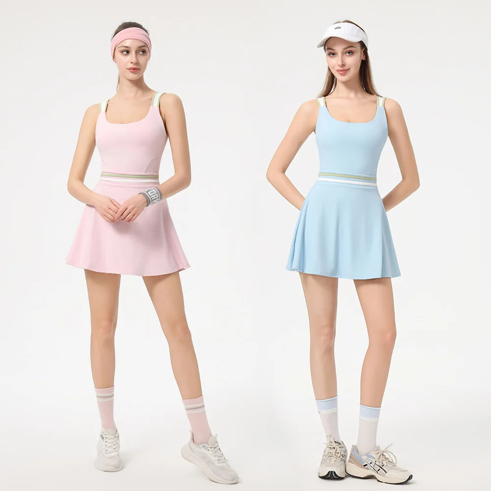 SharpStar Women's Tennis Dress With Chest Pad Quick Dry Badminton Dress With Shorts Breathable Pickleball Dress Plus Size