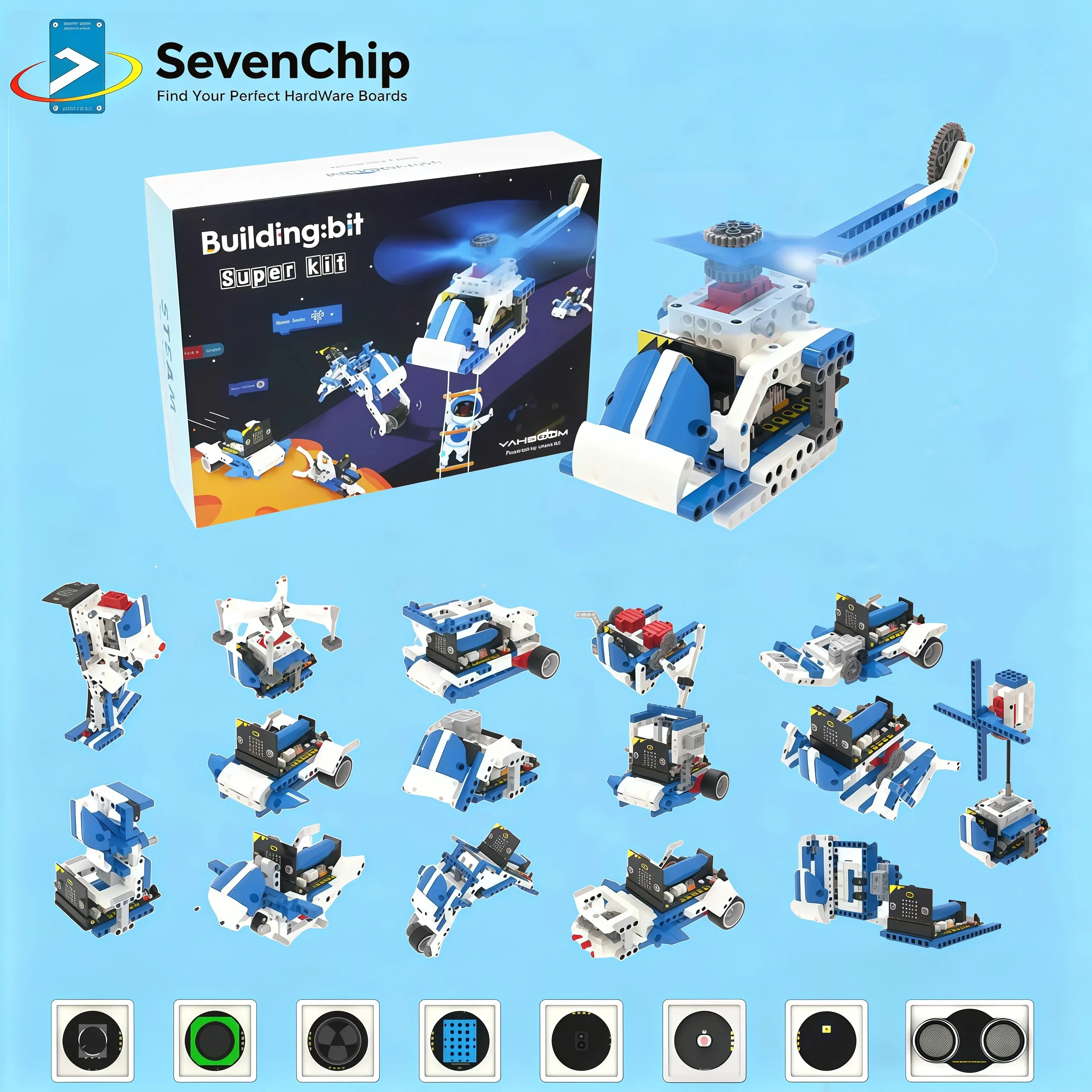 BBC Microbit V2 Building Block Robot Kit 16 in 1 STEM with Sensor Module DIY Programmable Electronic Science Maker Educational