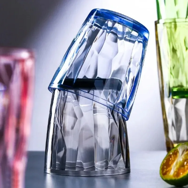 300Ml Acrylic Shatterproof Beer Mug Whiskey Roller Mug Reusable Dishwasher Safe Colored Clear Plastic Mug