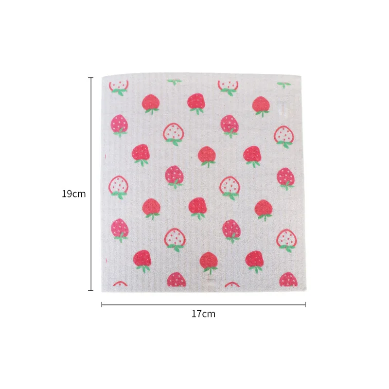 

6pcs Germany wood pulp cotton rag wet and dry wood pulp sponge scouring pad kitchen cleaning cartoon printed dishcloth