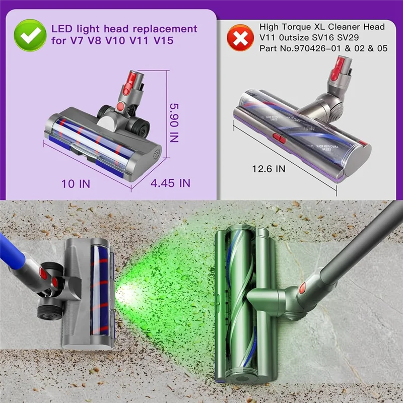 قطع غيار رأس الضوء الأخضر AC39-LED للمكنسة الكهربائية اللاسلكية Dyson V7 V8 V10 V11 V15، ملحقات الإفراج السريع