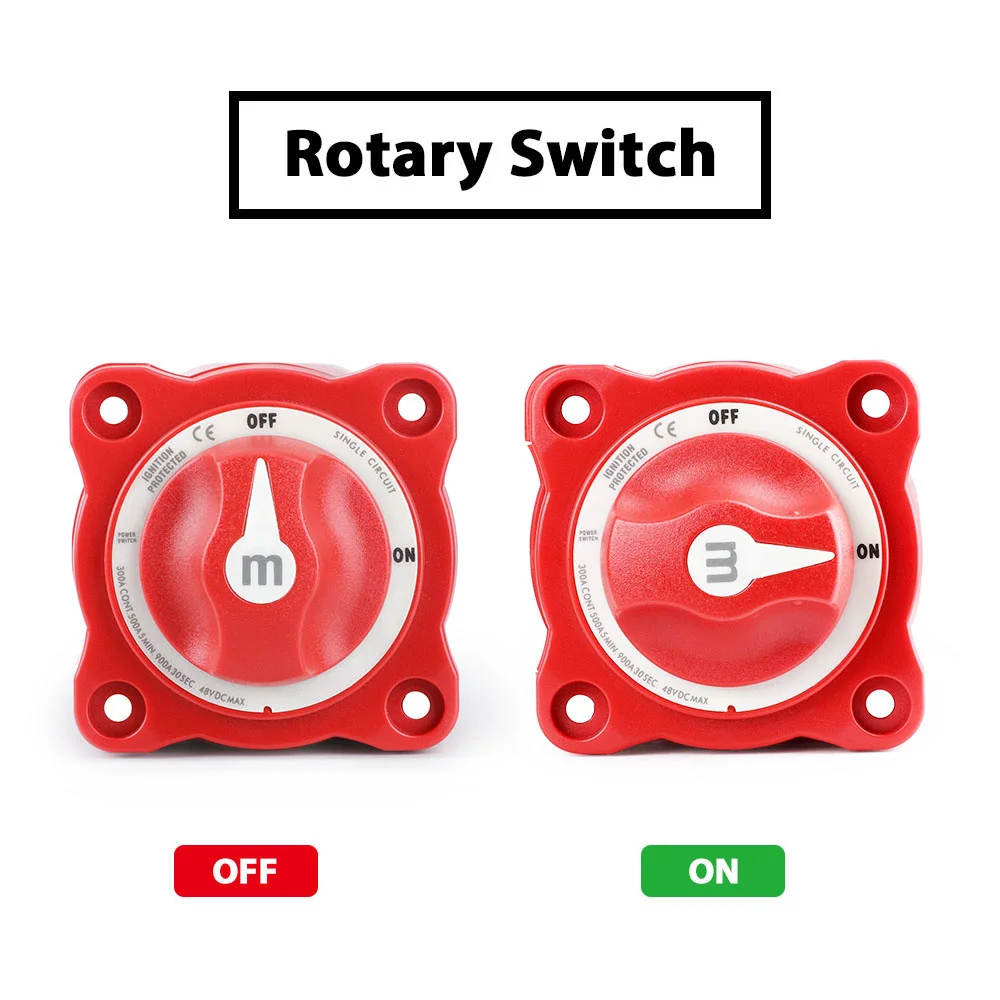 자동차 RV 해양 보트 단일 회로 배터리 선택기 아이솔레이터 분리 로터리 스위치 컷, 12V-48V, 100A-300A