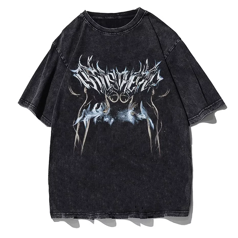 

Американская уличная футболка в стиле ретро с эффектом потертости - свободный крой оверсайз, винтажная хлопковая футболка для мужчин и женщин, уличная одежда