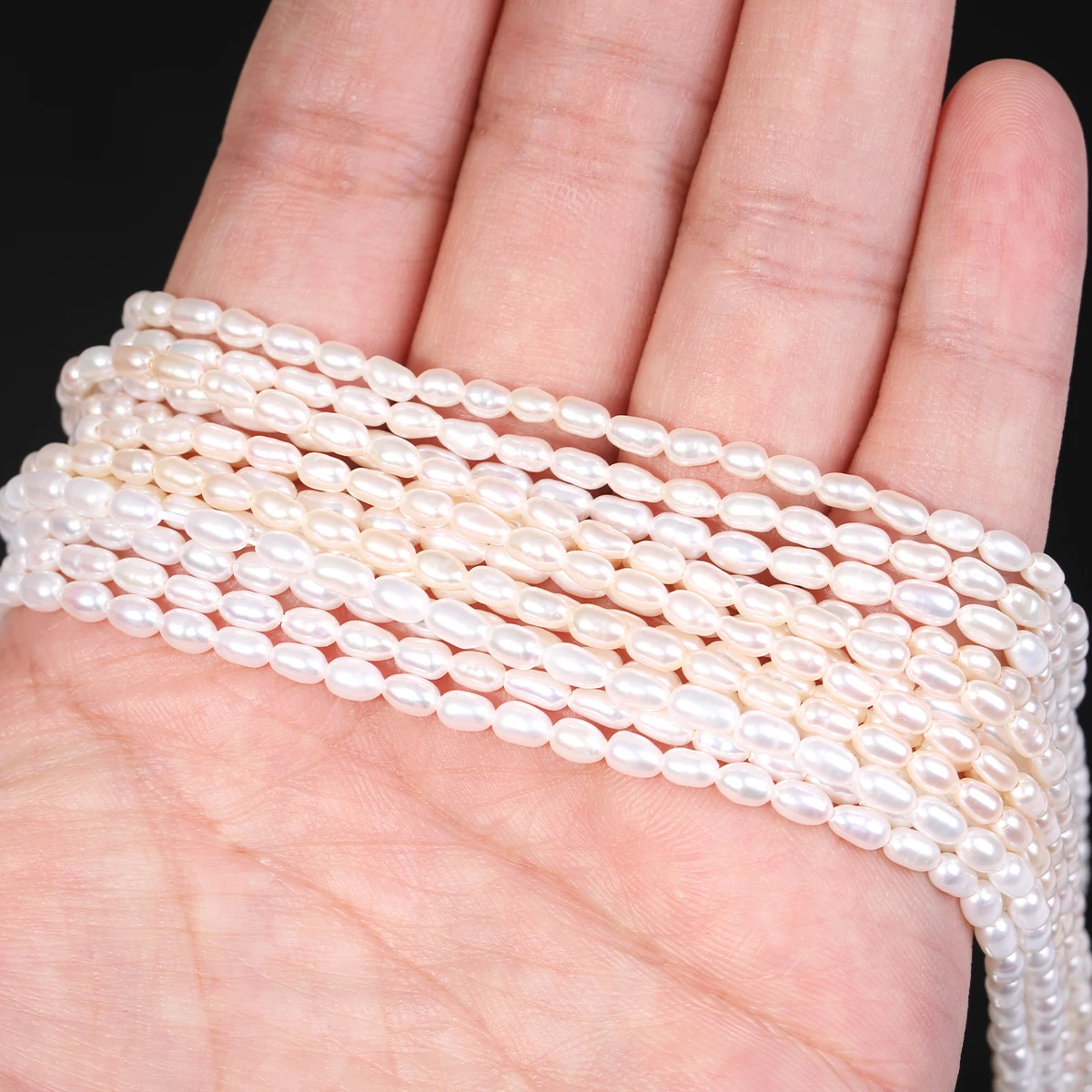 

3-4mm AAA High Quality Women Rice Natural Freshwater Pearl Bead for Needlework Jewelry DIY Necklace Accessories Gift 1Pcs