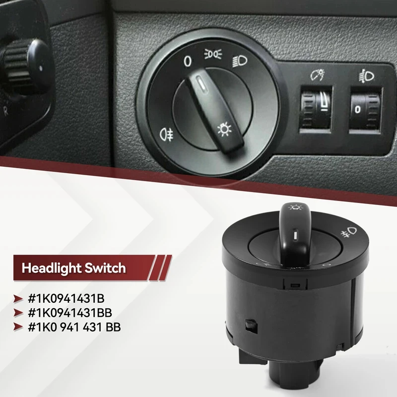 Car Headlight Switch Fog Lamp Knob Control Switch 1K0941431B 1K0941431BB For VW Golf MK5 MK6 GTI Jetta Tiguan Passat B6 Touran