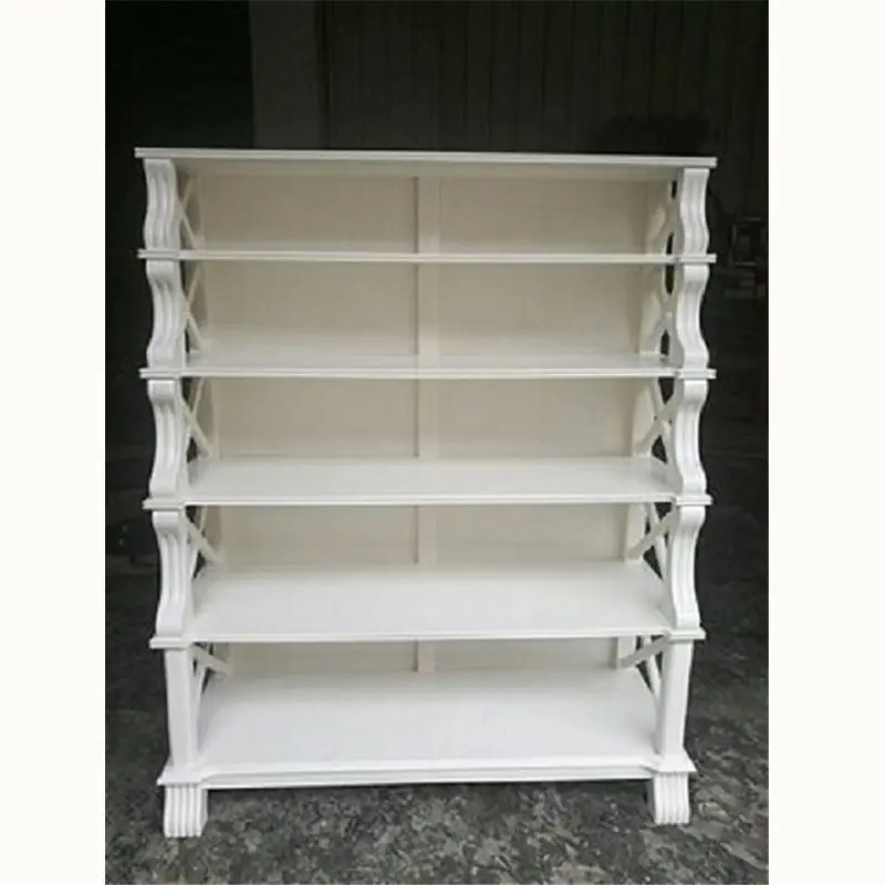 

American living room solid wood bookshelf multi-layer European bedroom simple floor shelf partition storage bookcase flower