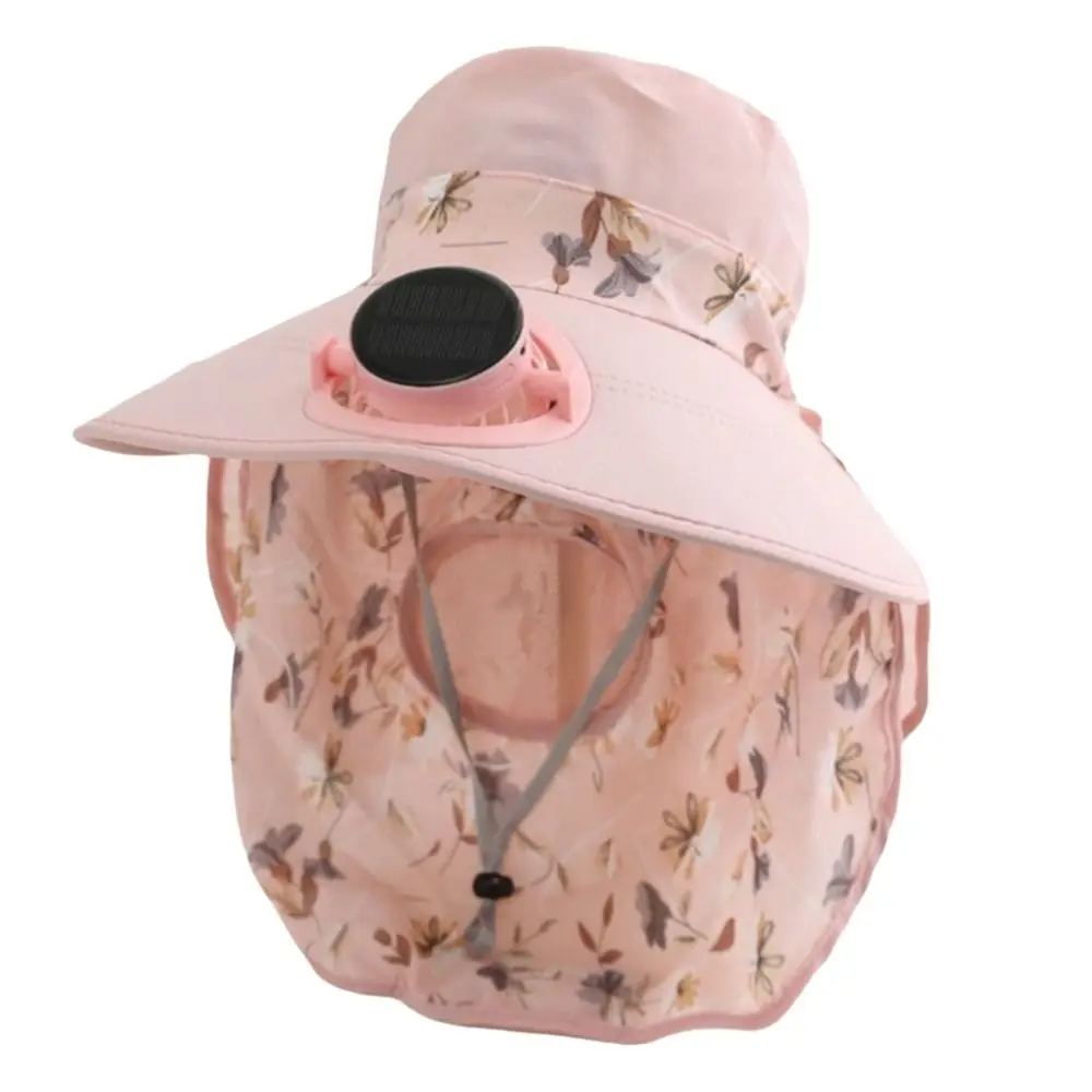 

Anti-UV Solar Fan Cap Breathable USB Charging Cooling Fan Hat Floral Design 300MA Current Fisherman Hat Outdoor Activities