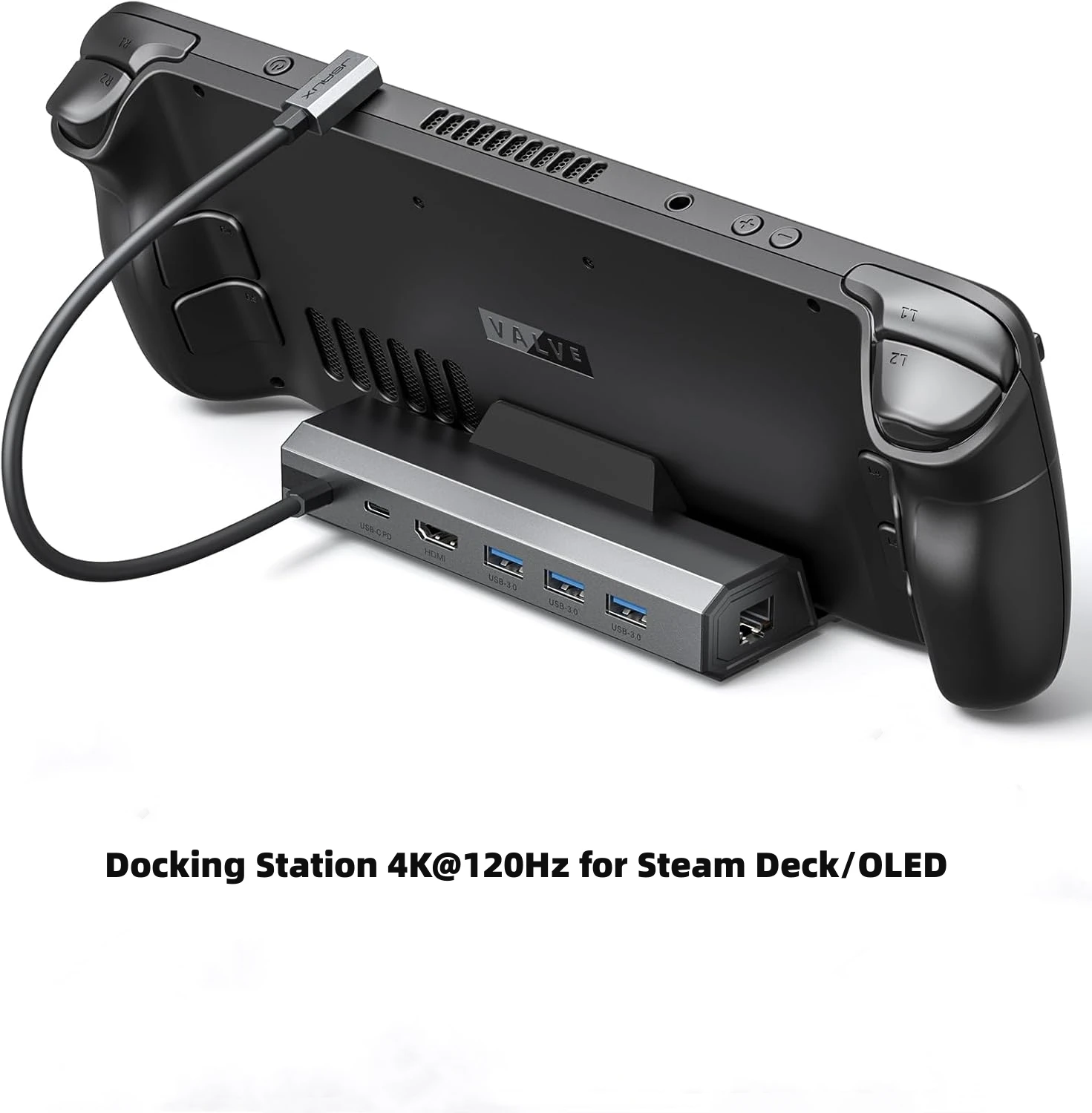 4K@144Hz Steam Deck LCD Dock, 6-in-1 Docking Station for Steam Deck OLED with HDMI 2.1, Gigabit Ethernet, 3 USB 3.0, 100W Charge