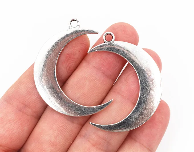 44x32mm 5pcs Antique Silver Plated Moon Handmade Charms Pendant:DIY for bracelet necklace-Q4-16