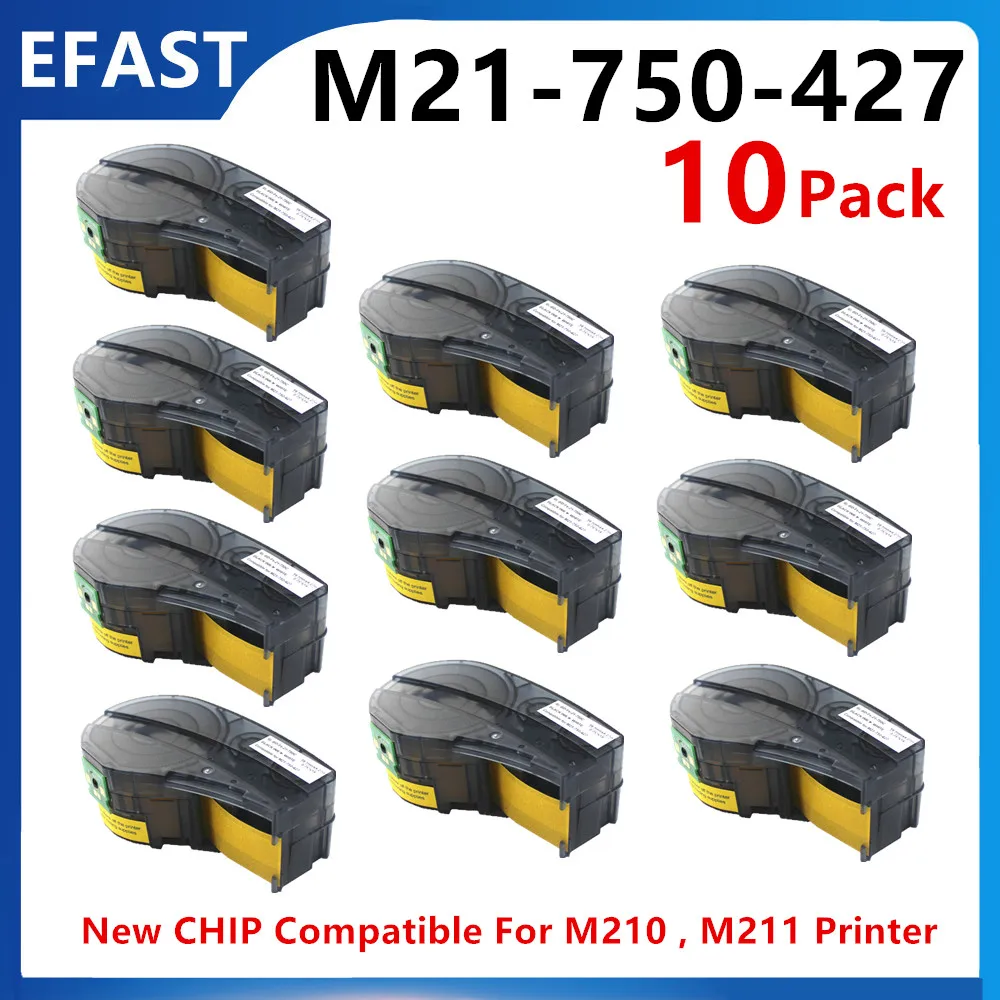 

5~10PK New CHIP Vinyl Label Cartridge M21-750-427 Maker Tag Use For Brady BMP21-PLUS,M210,M211 Labeller Printer,Black on White