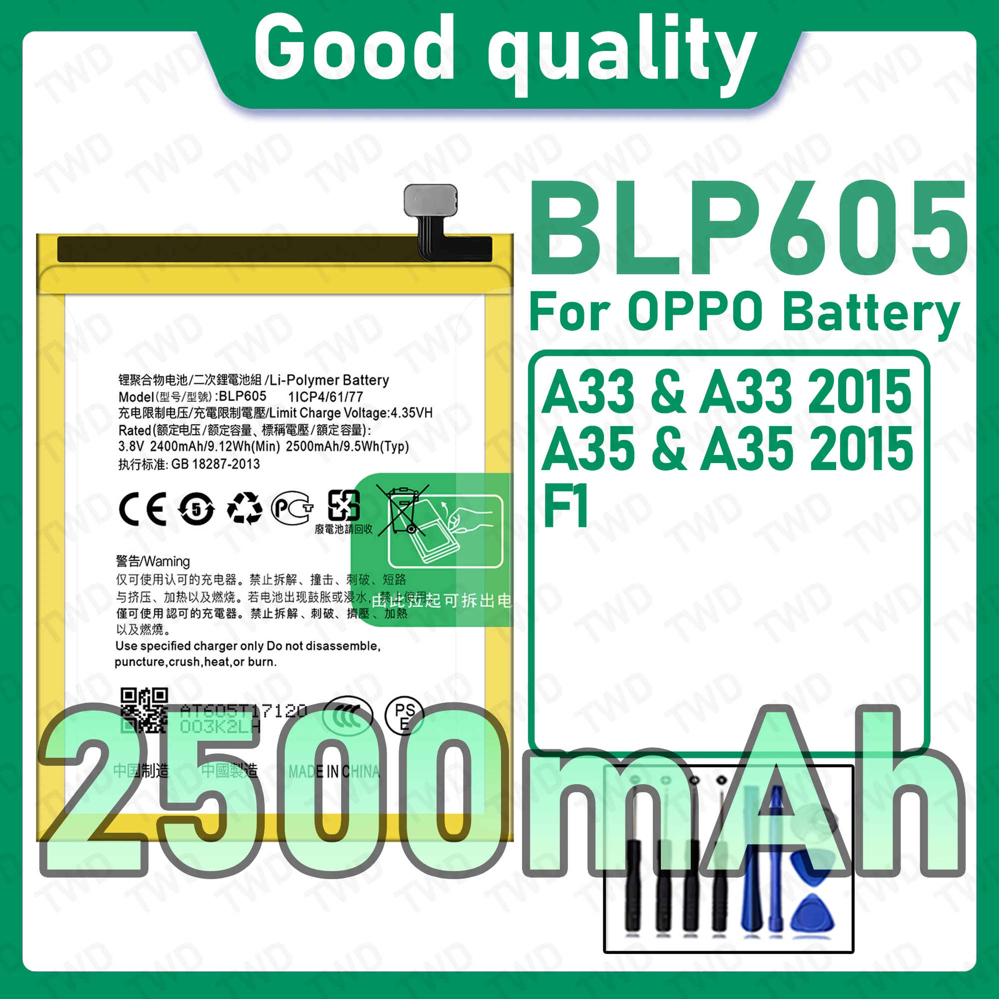 New High Quality Safe Durable BLP605 Battery For OPPO A33 A33 2015 A35 A35 2015 F1 Replacement Long Lasting+Free Tools