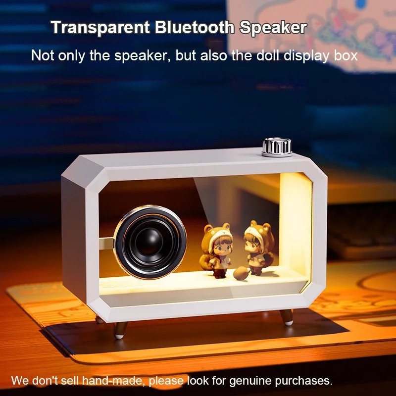 New DIY Transparent RGB Colorful Lighting Computer Subwoofer Bluetooth Speaker Desktop Audio with High Volume Display AUX Play