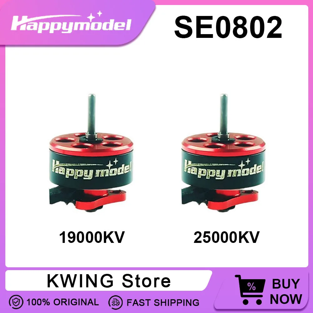 

1/4PC Happymodel SE0802 Brushless Motor 1-2S 19000KV 25000KV Shaft 1mm 0802 Motor for Mobula7 Snapper7 Mobula6 RC Quadcopter
