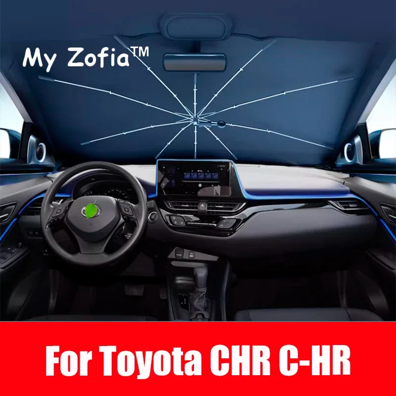 Für Toyota CHR C-HR 2023 2024 2025 Auto-Windschutzscheiben-Sonnenschutz Faltbarer Regenschirm Vordere Wärmeisolierung Zubehör