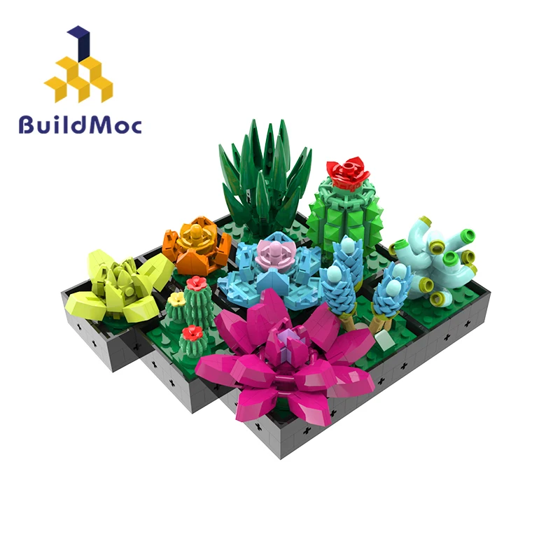 

BuildMOC Idea Potted Succulent Plant Building Blocks Set Decorate Ornamental Plant Flowers Bricks Toy For Children Birthday Gift