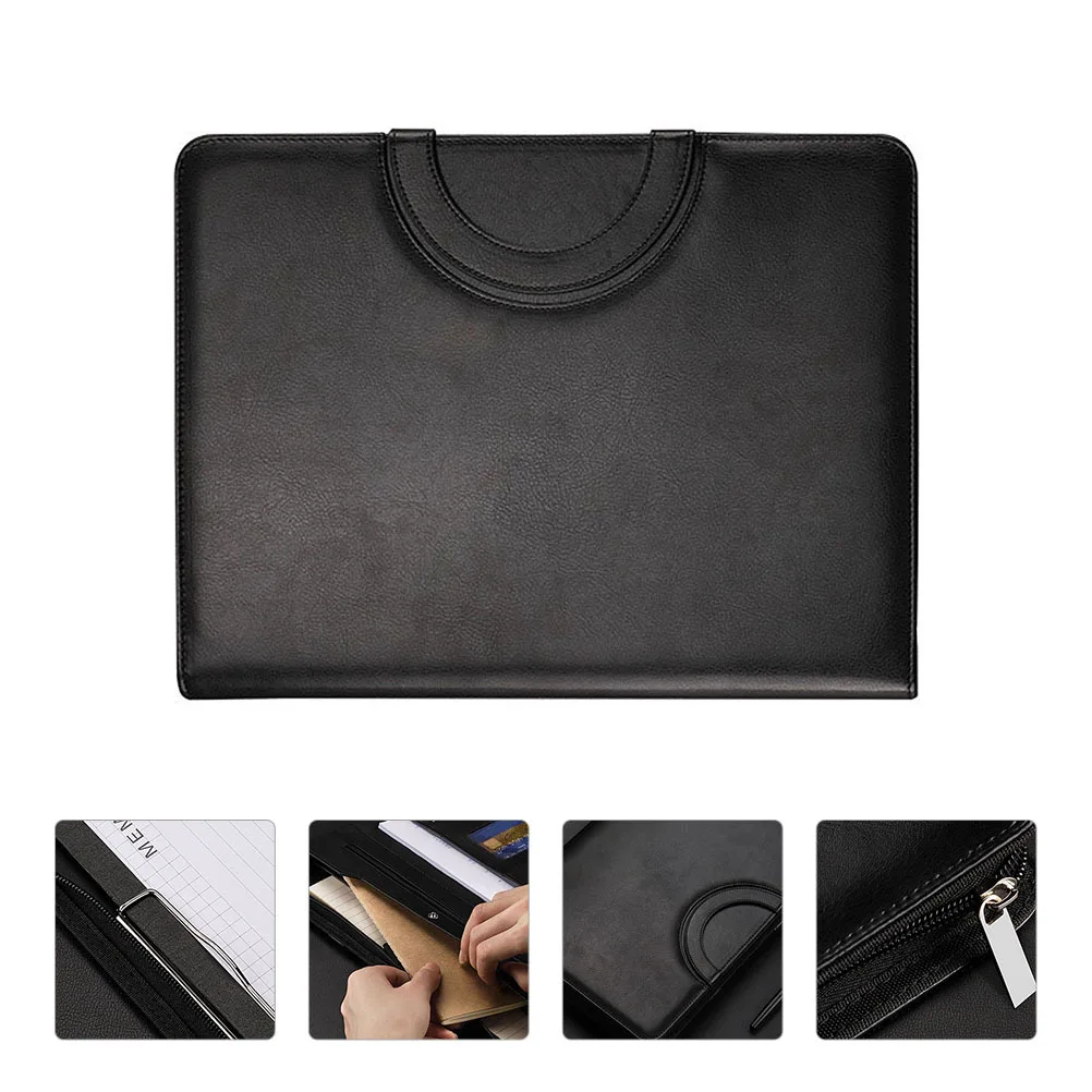 Case Compact Lightweight Design Smooth Zipper Closure Business Portfolio Holder for Documents and Office