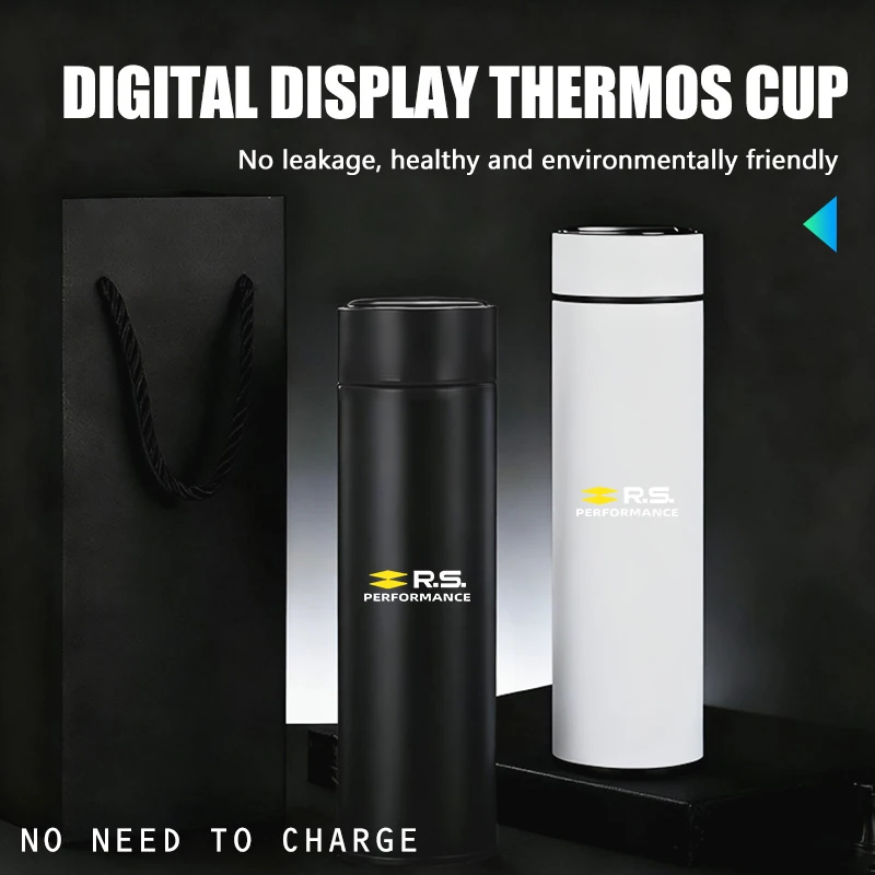 Нержавеющий термос, бутылка для воды, дисплей температуры, термос для Renault Clio Kadjar Espace, символ RS Megan, сценарий Логан