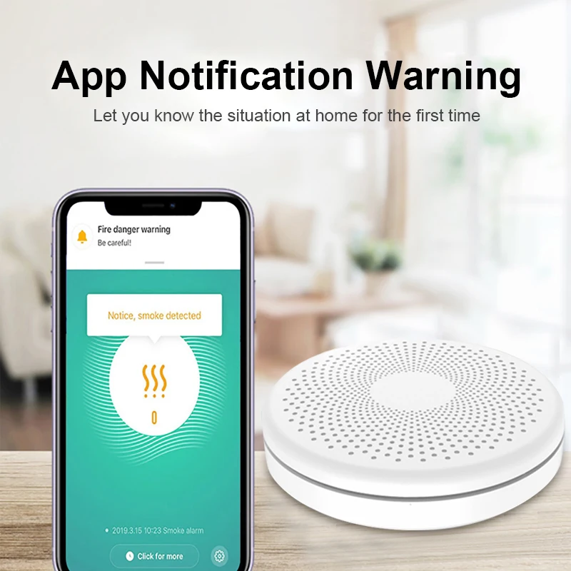 Tuya Wifi 2 In 1 Co Koolmonoxide Detector Rookmelder Alarm 85dB Waarschuwen Led Indicator Smart Home Smart Leven informatie Push