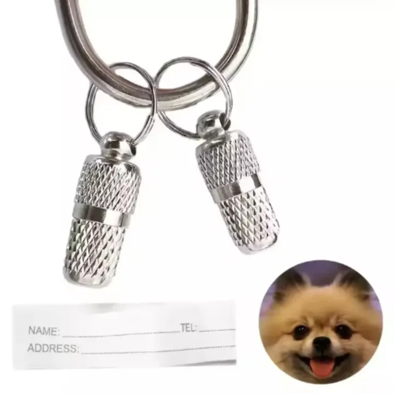 Mini Anti-Loss Waterproof Metal Capsule Pet ID Tag with Telephone Address Information for Cats And Dogs Pet Accessories