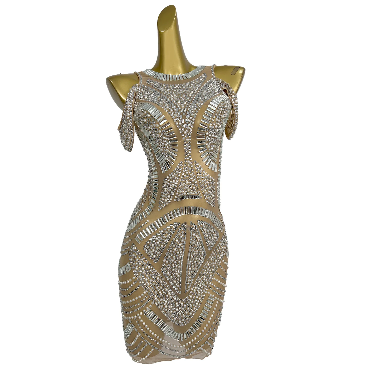 Minivestido de fiesta para discoteca con lentejuelas brillantes y diamantes de imitación, vestidos de noche para mujer, disfraz de Festival, vestido tubo para cóctel y graduación