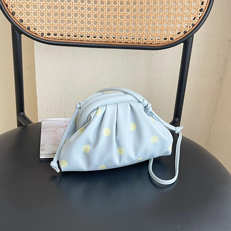 Fashionable Polka Dot Pattern Soft PU Leather Shell Crossbody Bag for Women 2026 for Party Banquet Wedding Clutch Bag Summer