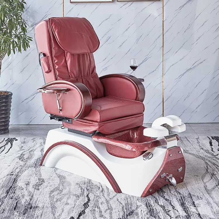 Pedicure Chair Black And White Luxury High-end Electric Backrest Adjustment Tilting Foot Massage Chair Ceramic Foot Basin For Be