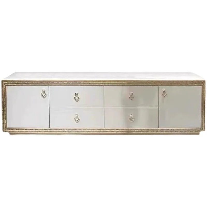 

solid wood TV cabinet, modern and simple, La Rochelle, white audio-visual cabinet, floor cabinet, living room TV cabinet
