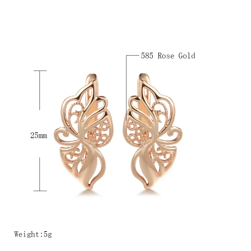 Wbmqda 585 Rose Gold Color Vintage Hollow Flower Drop Earrings For Women Ethnic Bride Wedding Fine Jewelry Accessories