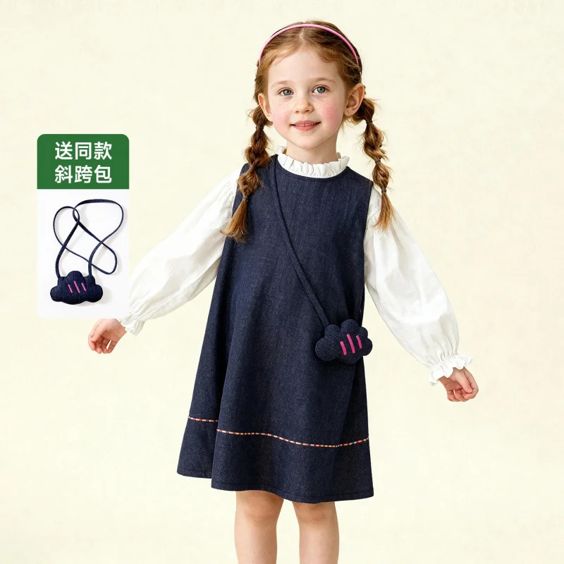 

Soft Denim Tongbei Children's Clothing2026Spring new style girls' dress, sleeveless denim, fashionable and playful long dress