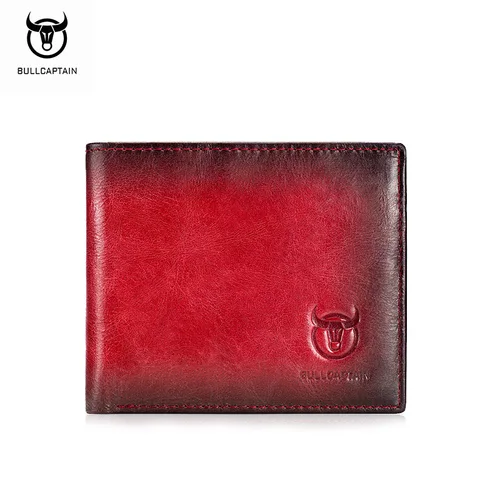 Imagen 2 del producto BULLCAPTAIN Cartera de cuero con bloqueo RFID para hombre, billetera delgada plegable, tarjetero multitarjeta, billetera de identificación QB 05