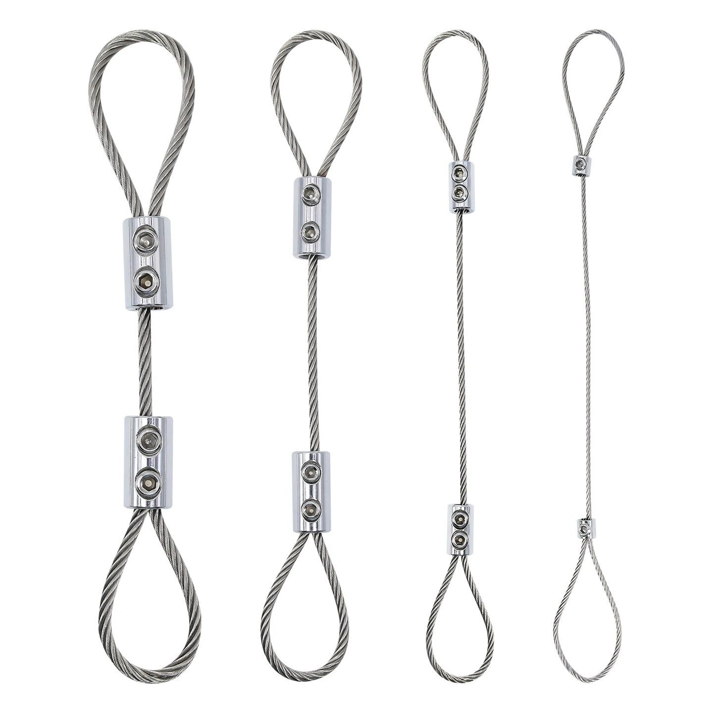كابل سلك من الفولاذ المقاوم للصدأ 304 قابل للتعديل 1.5/2/3/4 مم، طقم تعليق، مشبك حبل بفتحة مزدوجة، يستخدم لتعليق الصور #1