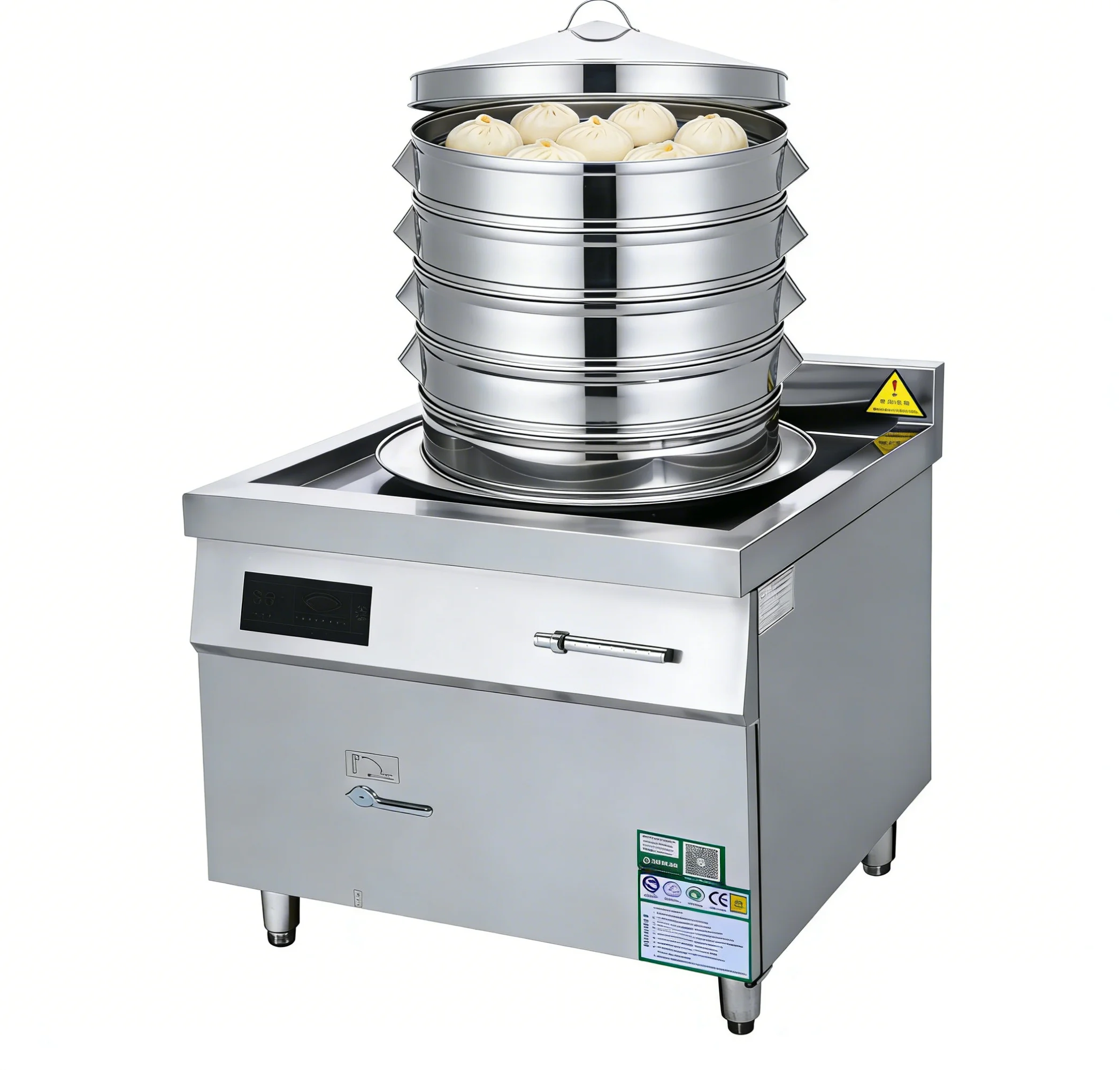 Commercial 15KW Electric Induction Food Steamer For Bun Dumpling Dimsum Single Burner For Restaurant Breakfast Shop