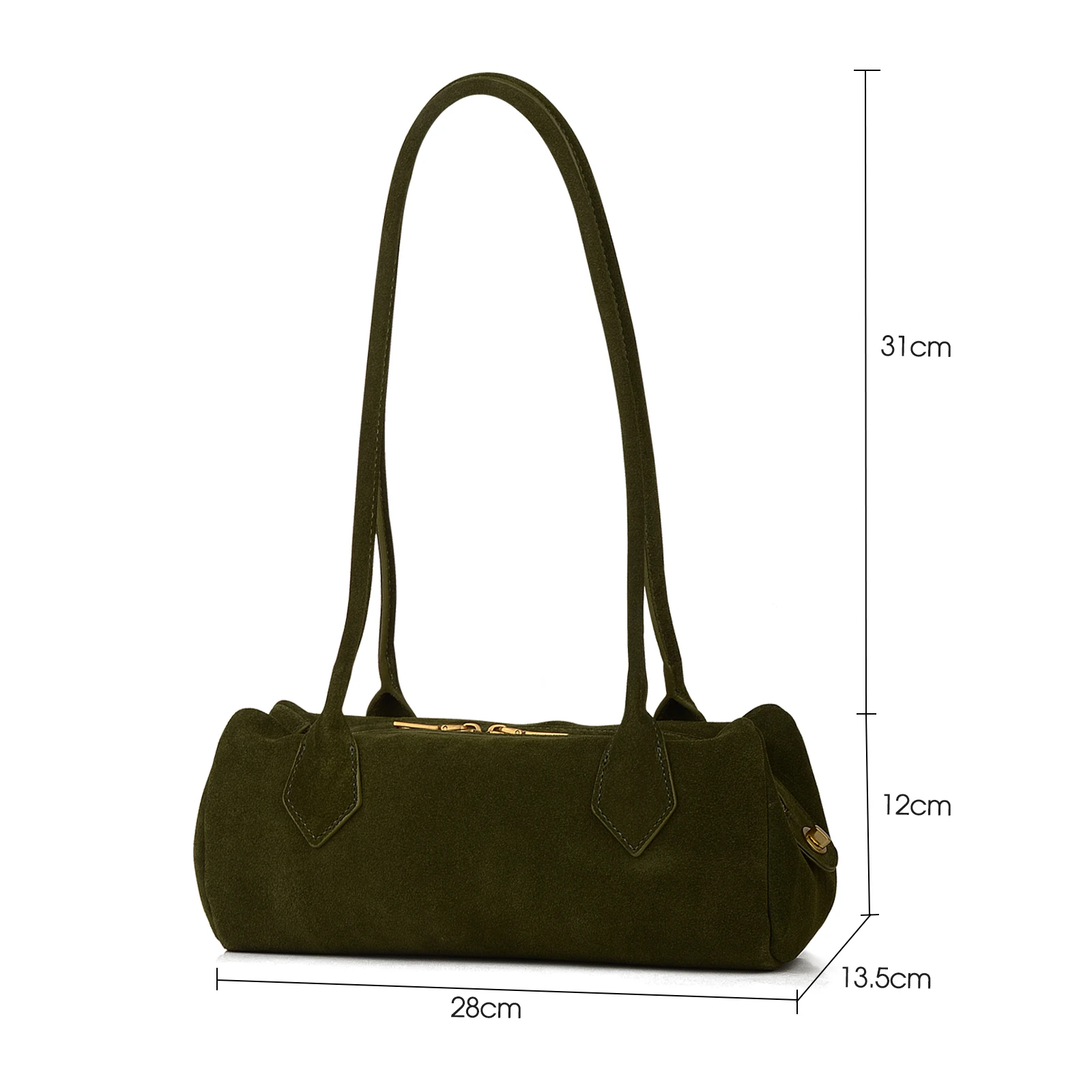 Donna-in Genuine Top Layer Suede Shoulder Bag Pen Container Shape Underarm Handbag Fashion Commute — zdjęcie 7