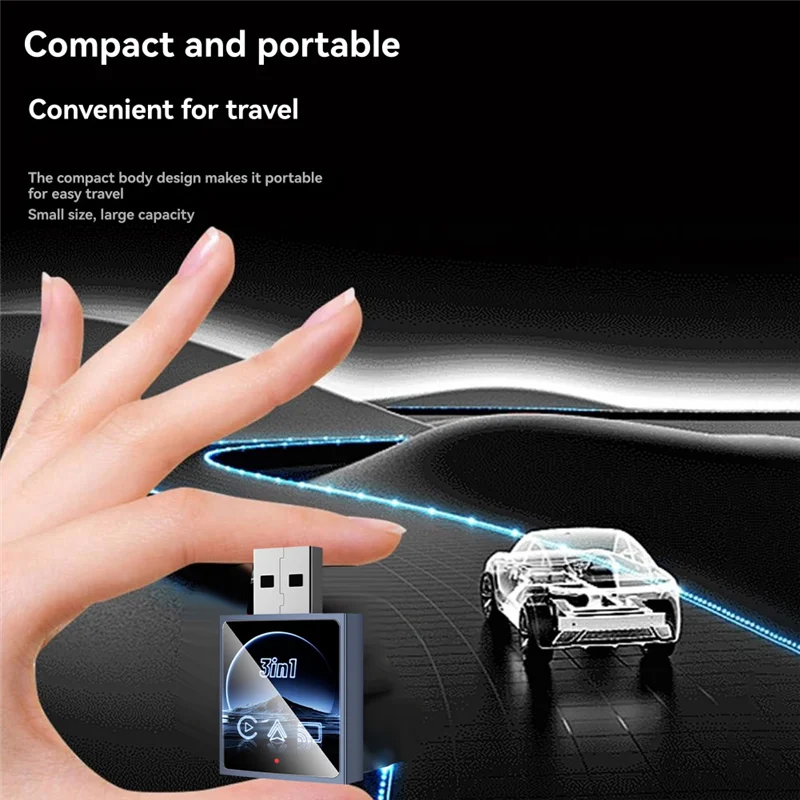 DIGIT-Smart Carplay Wireless Adapter Android Auto Mirror Link 3 In 1 USB Dongle Wired To Wireless Plug And Play