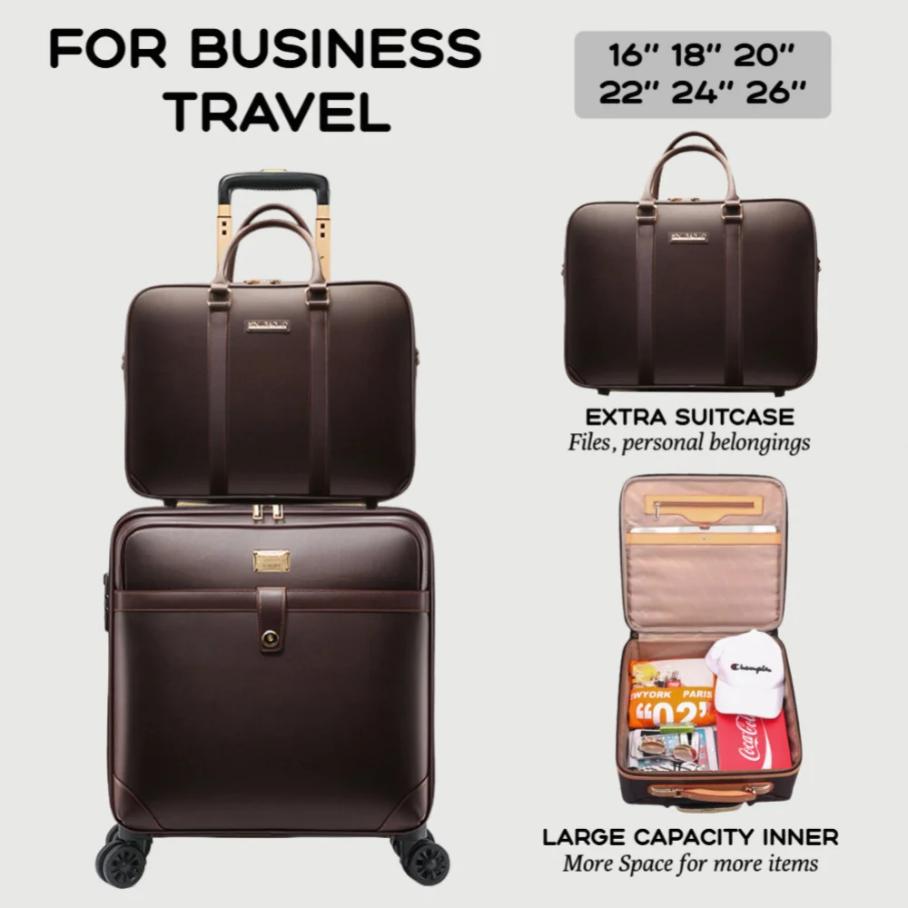 Large Capacity Durable Luggage for Men and Women Suitcase Business Carry-On Boarding Travel16,18,20,24,26,28