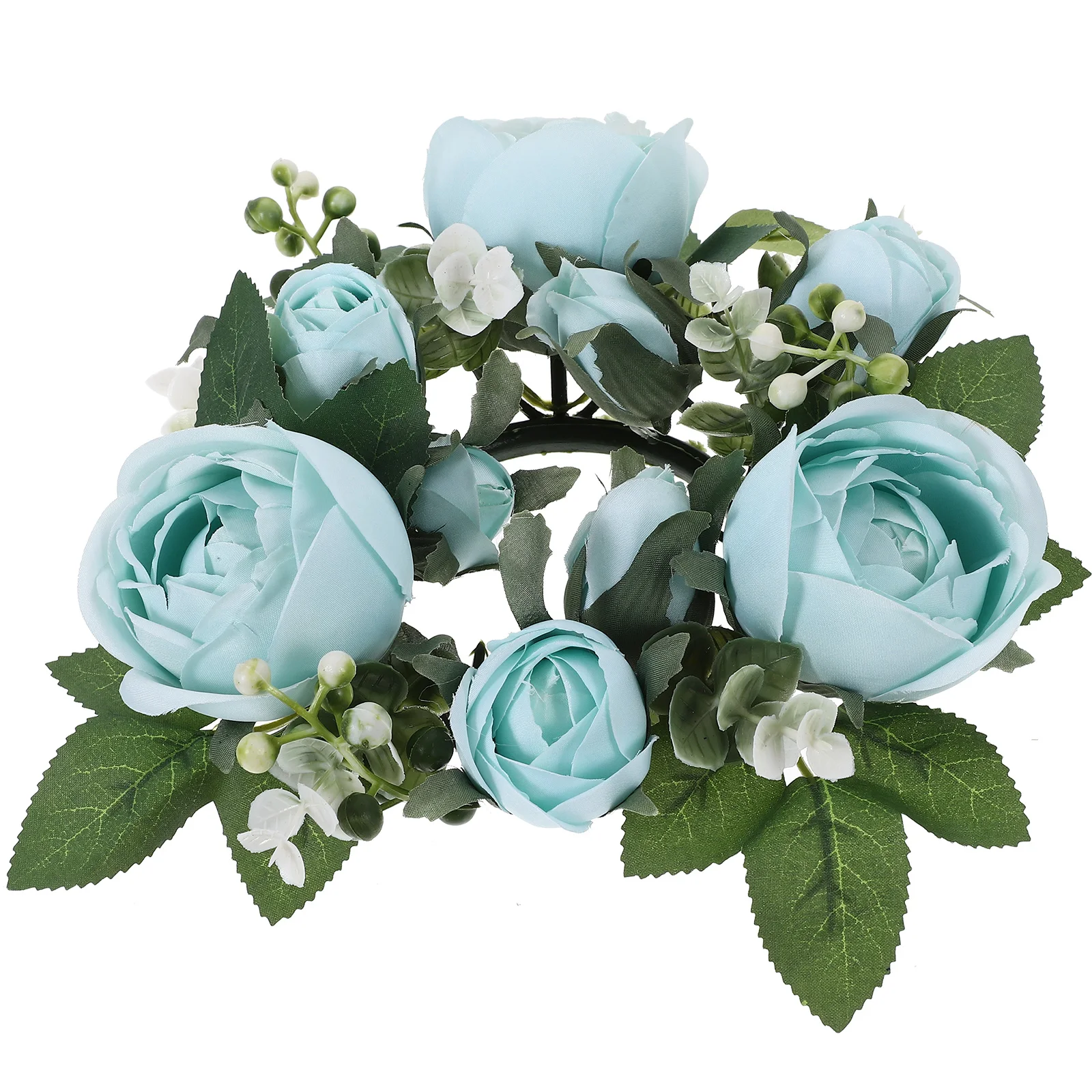 

European Style Simulated White Petals Artificial Leaf Rings Floral Wreath Decor Valentine Party Table