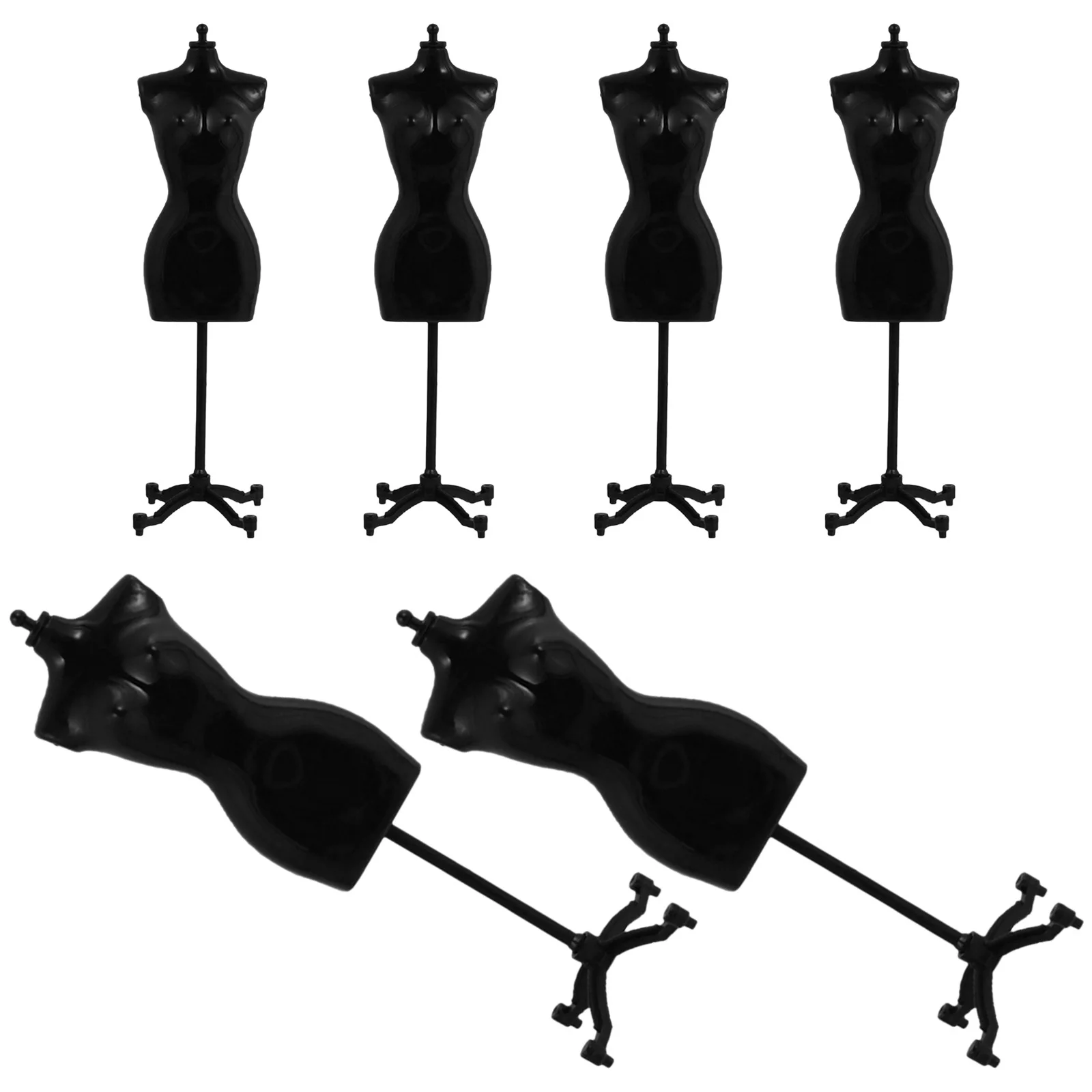 

6Pcs Mini Clothing Stands Plastic Dress Display Holders Stable Base Long-Lasting Clear Surface for Mannequin Display Jewelry