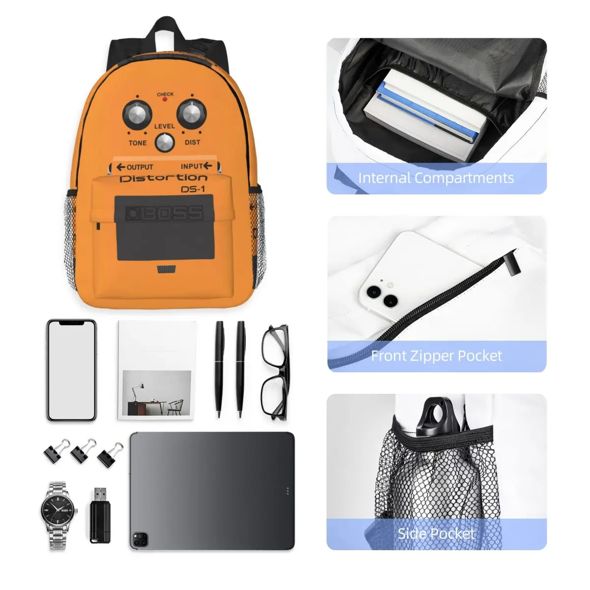 Boss Overdrive Bluesbreaker Guitar Pedal Backpack Student Boys Girls BookBag Men Women School Bag Computer Shoulder Bags