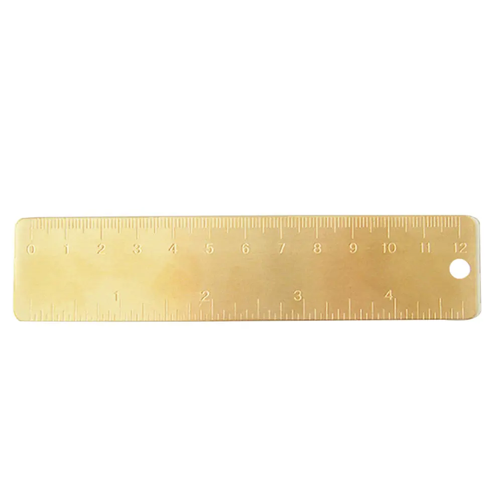 1Pcs Retro Brass Ruler Compact Mini Straight Scale Made of Solid Copper Engraved Marks Never Fade Easy Carry for Backpack Belt