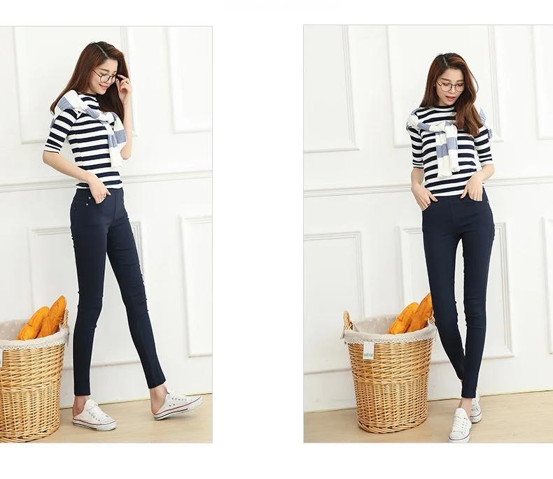 Thiened-mallas de otoño y primavera para mujer, pantalones ket de nueve puntos, pantalones informales para ir al trabajo, mezcla de fibra de cintura l