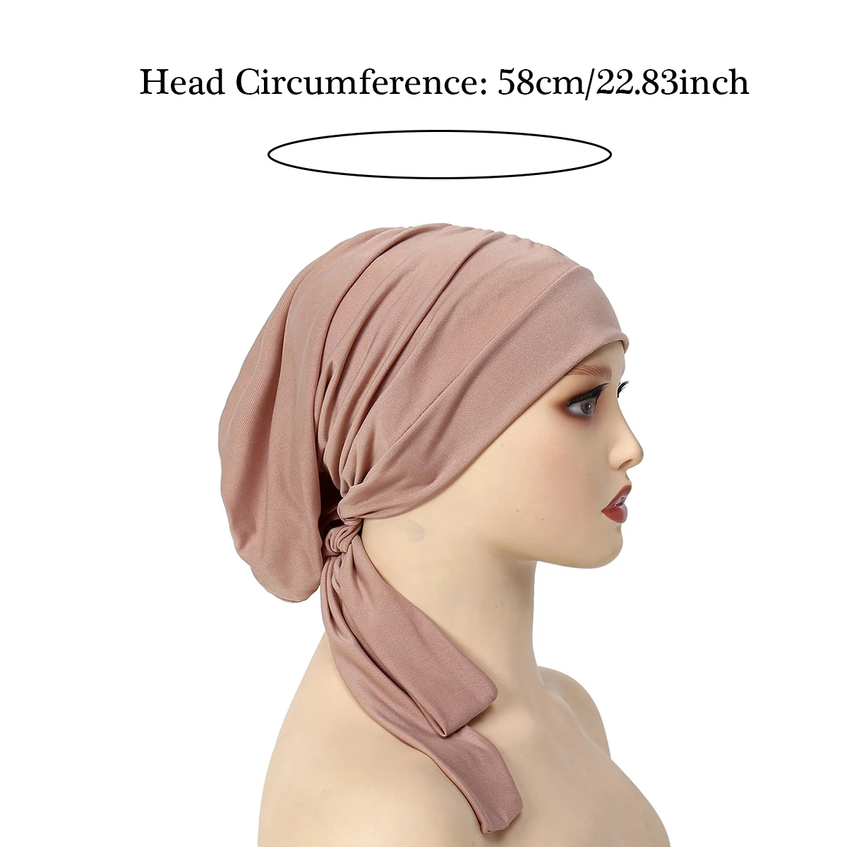 Trendy Crystal Hemp Women\'s Hijab Solid Color Muslim Ladies Turban Bonnet Long Tail Head Wrap Head Scarf Indian Hats