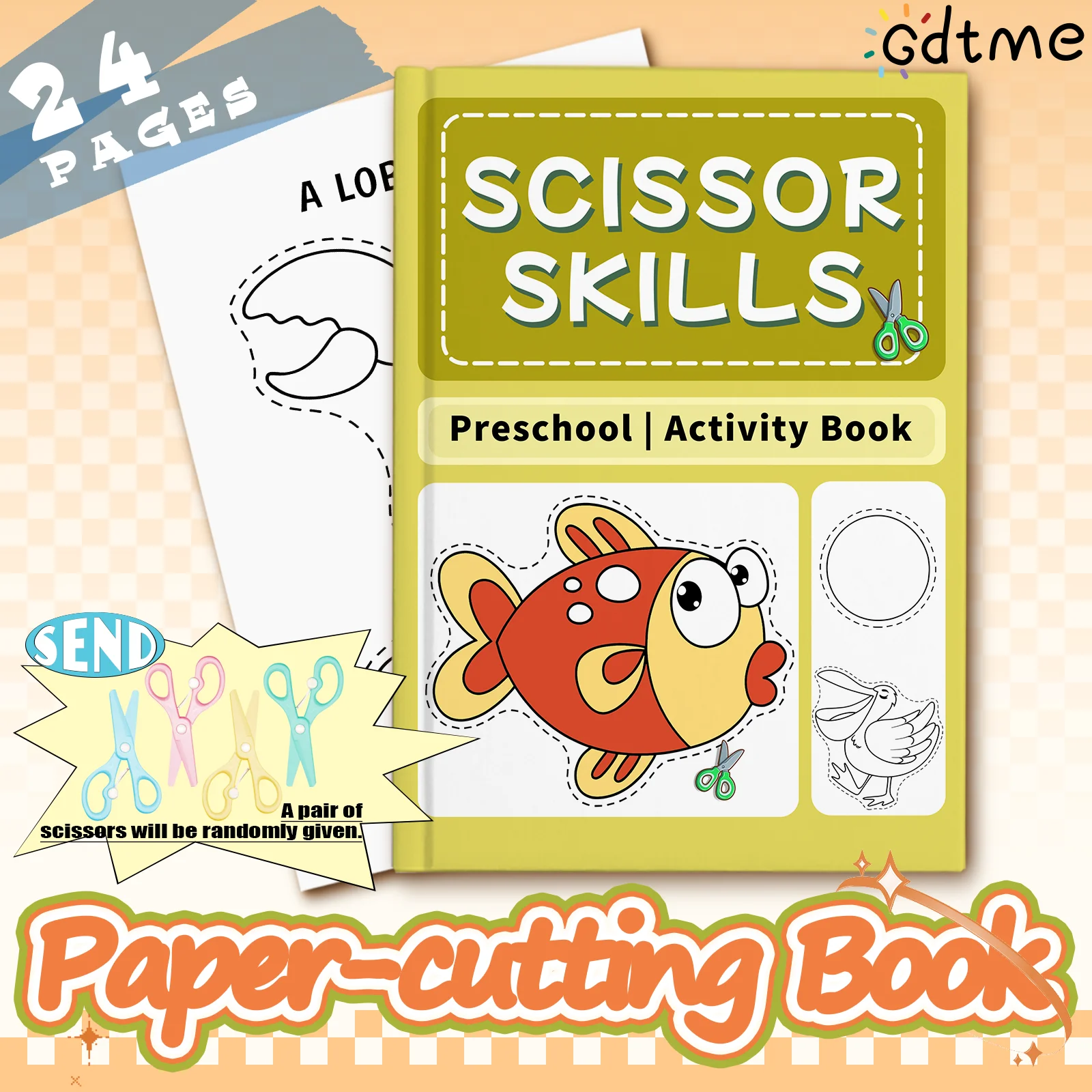 Scissor Skills Activity Book, Paper-Cutting Practice Workbook, Easy & Guided Designs for Skill Building, Creative Craft Activity