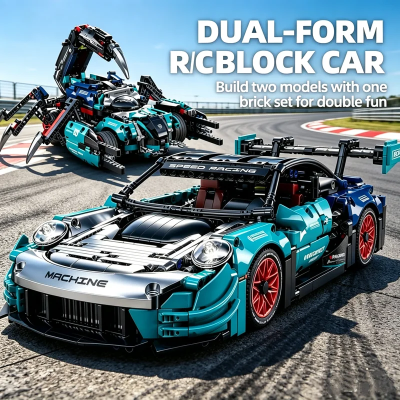 2 IN 1 1/14 Scorpion Sports Car Building Blocks Transformable Technical Racing Vehicle Assembly Bricks Model Toy Christmas Gifts