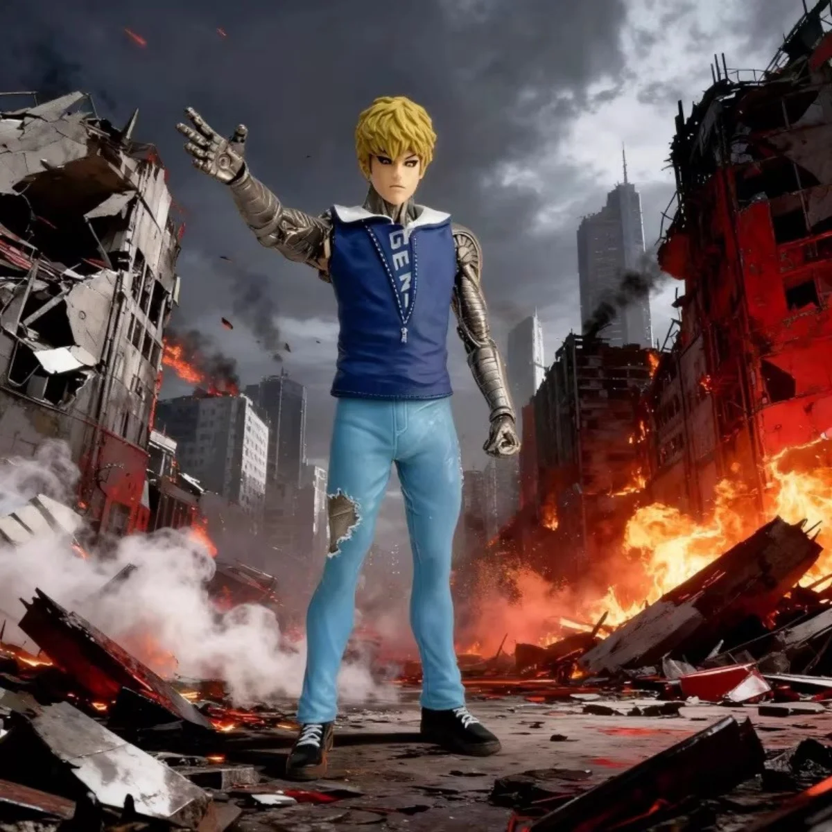 Figura de Anime One Punch Man Genos Turbo Cyborg, Figura Decorativa de Escritorio Altamente Detallada, el Mejor Regalo para un Amigo