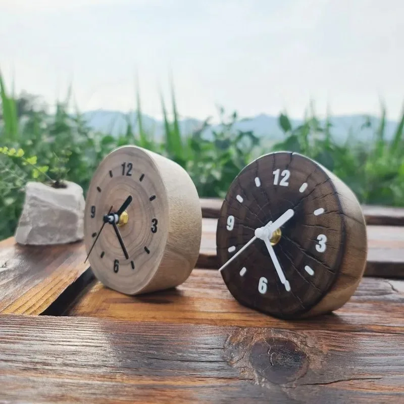 Solid Wood Simple Modern Table Clock Creative Living Room Desk Clocks Miniature Nordic Silent Desktop Clocks Decor Accessories view 4